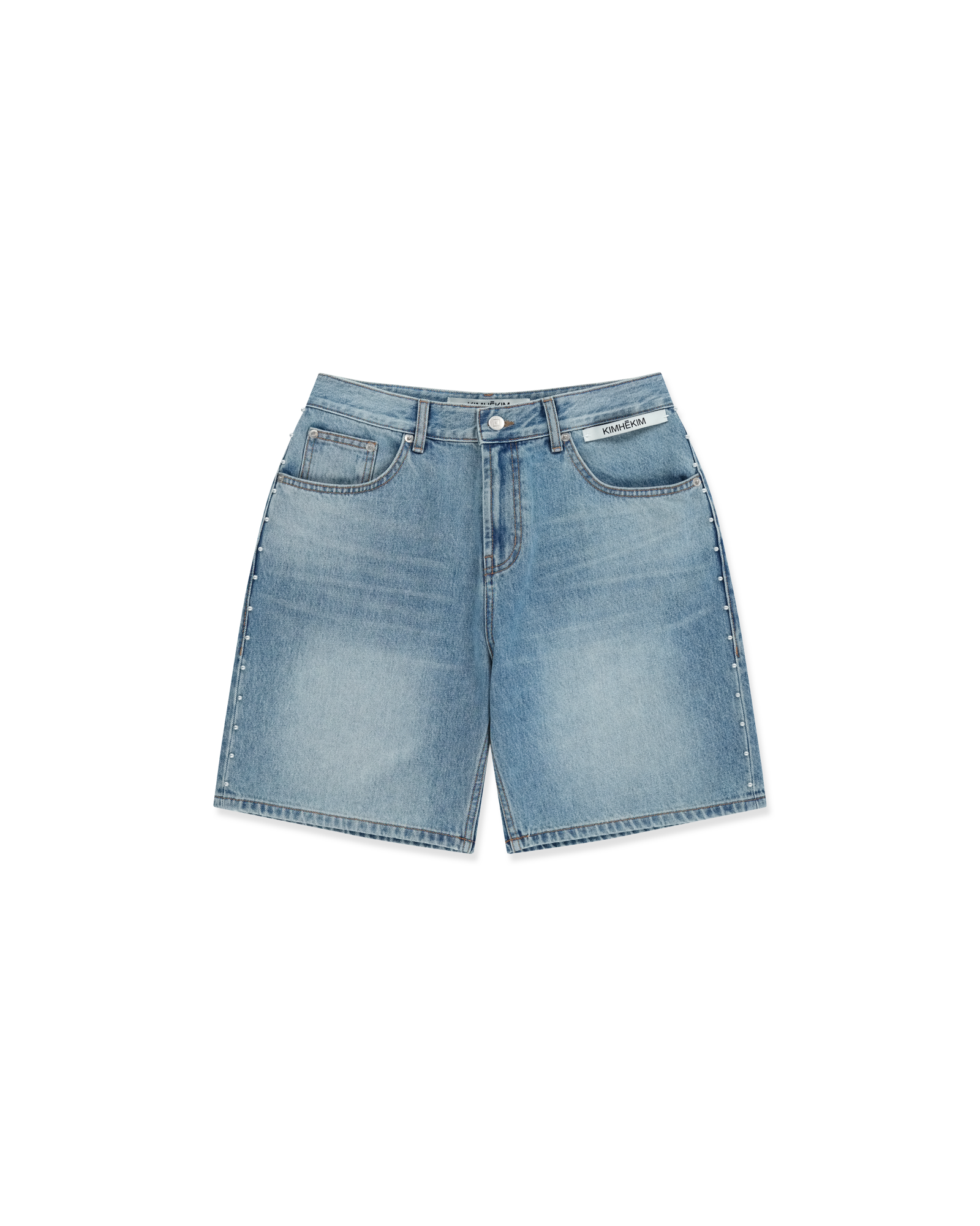 KIMHEKIM | Pearl Embellished Denim Shorts (Sky Blue)