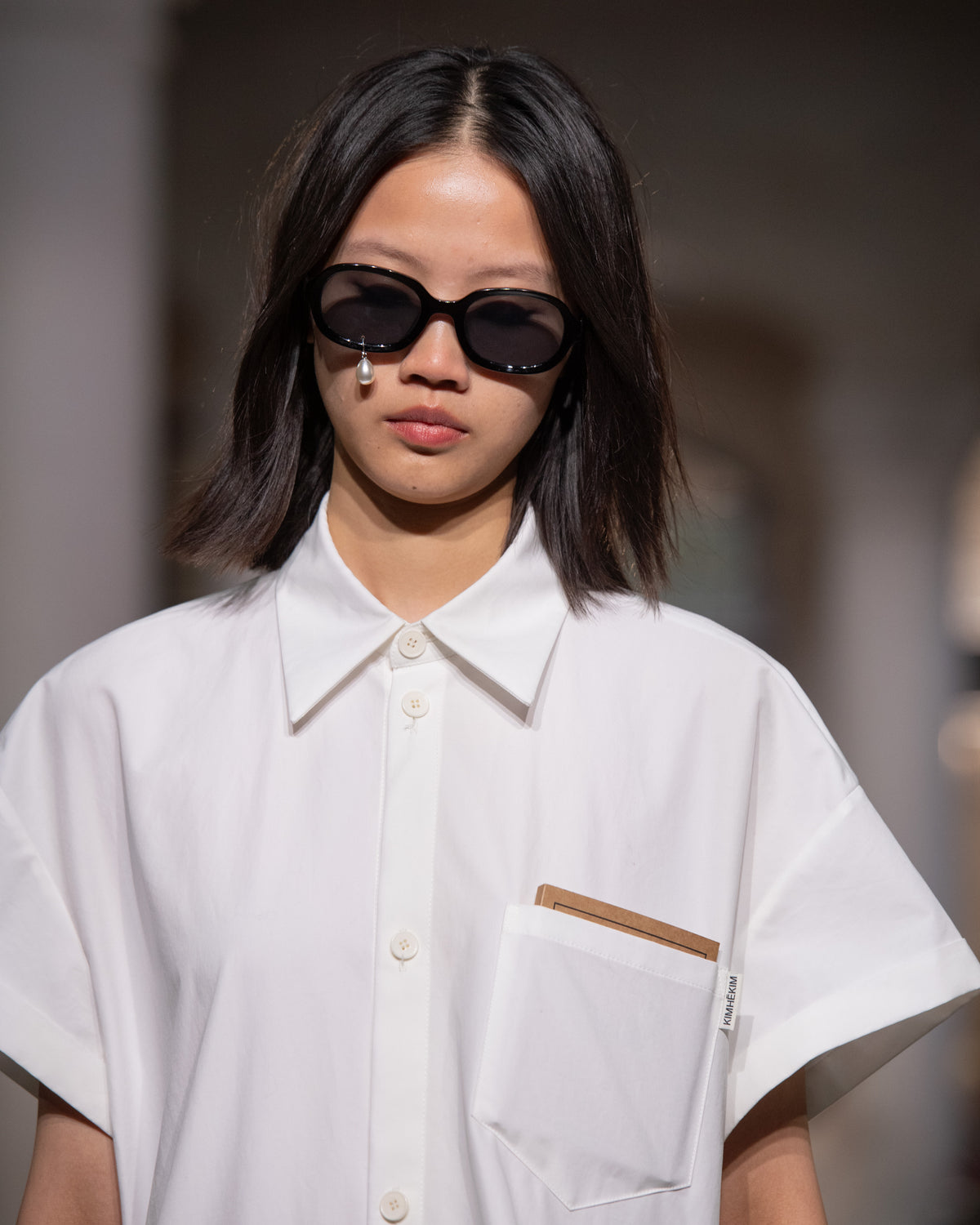 Pearl Tear Round Sunglasses (Black)