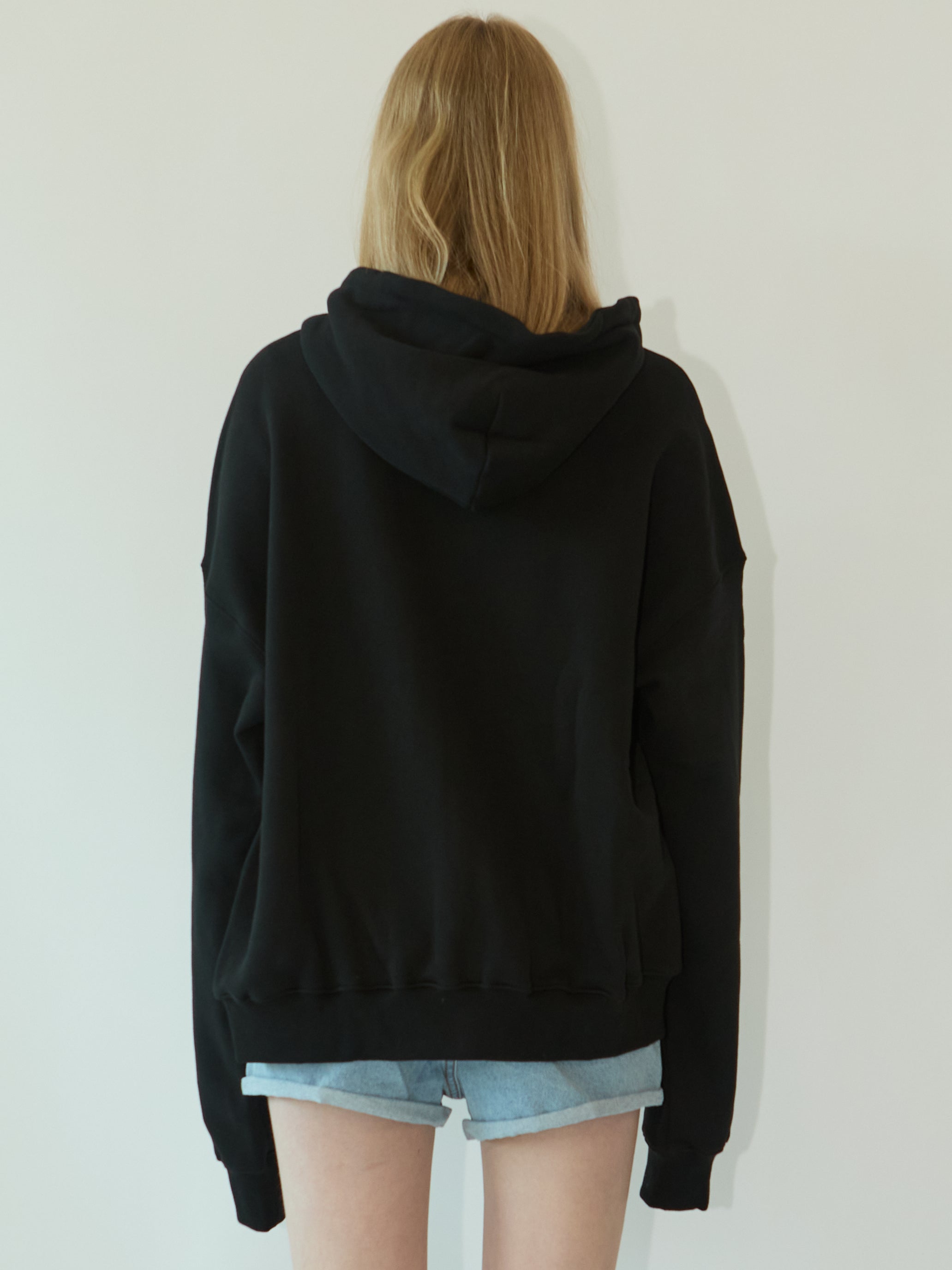 KIMHEKIM | HEART PATCH ZIP-UP HOODIE (BLACK/PINK)
