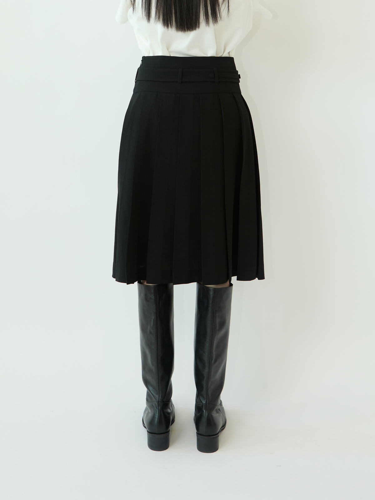 SUMMER MALEVICH BELTED PLEATS SKIRT (BLACK)