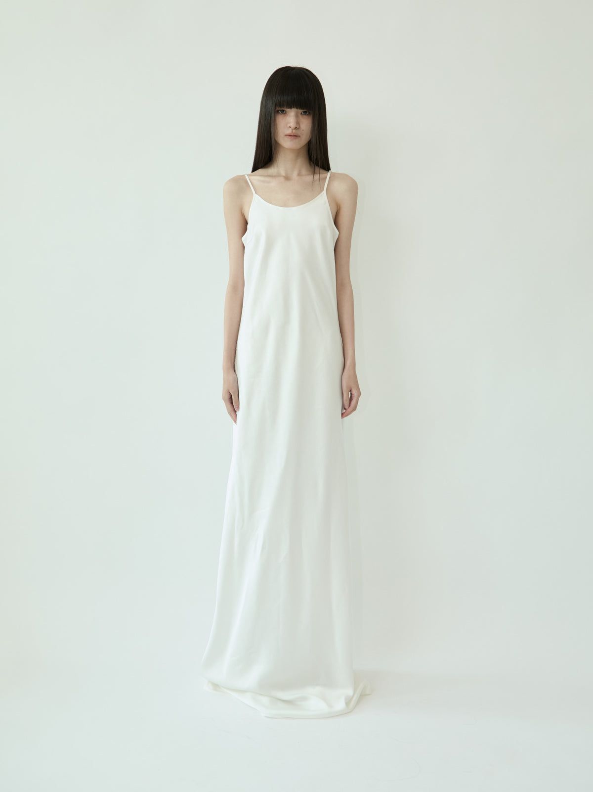SATIN SLIP LONG DRESS (WHITE)