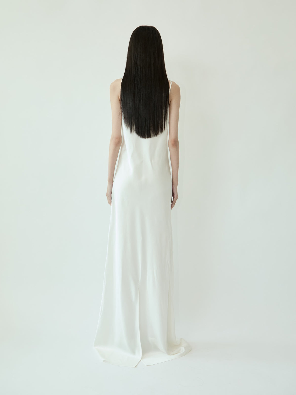 SATIN SLIP LONG DRESS (WHITE)