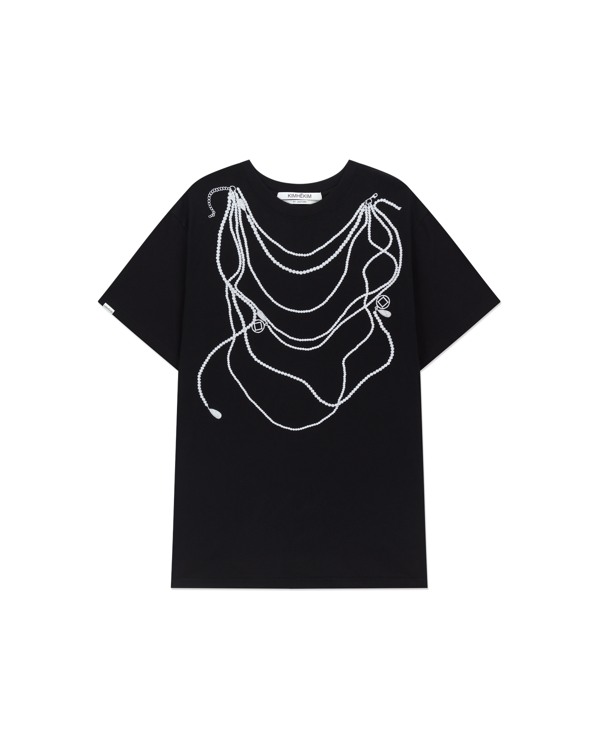 PEARL CHAIN PRINTING OVERSIZED T-SHIRT (BLACK)