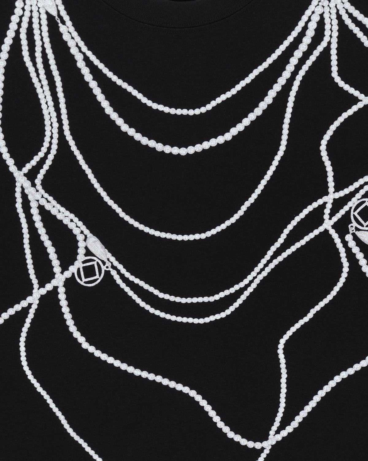 PEARL CHAIN PRINTING OVERSIZED T-SHIRT (BLACK)