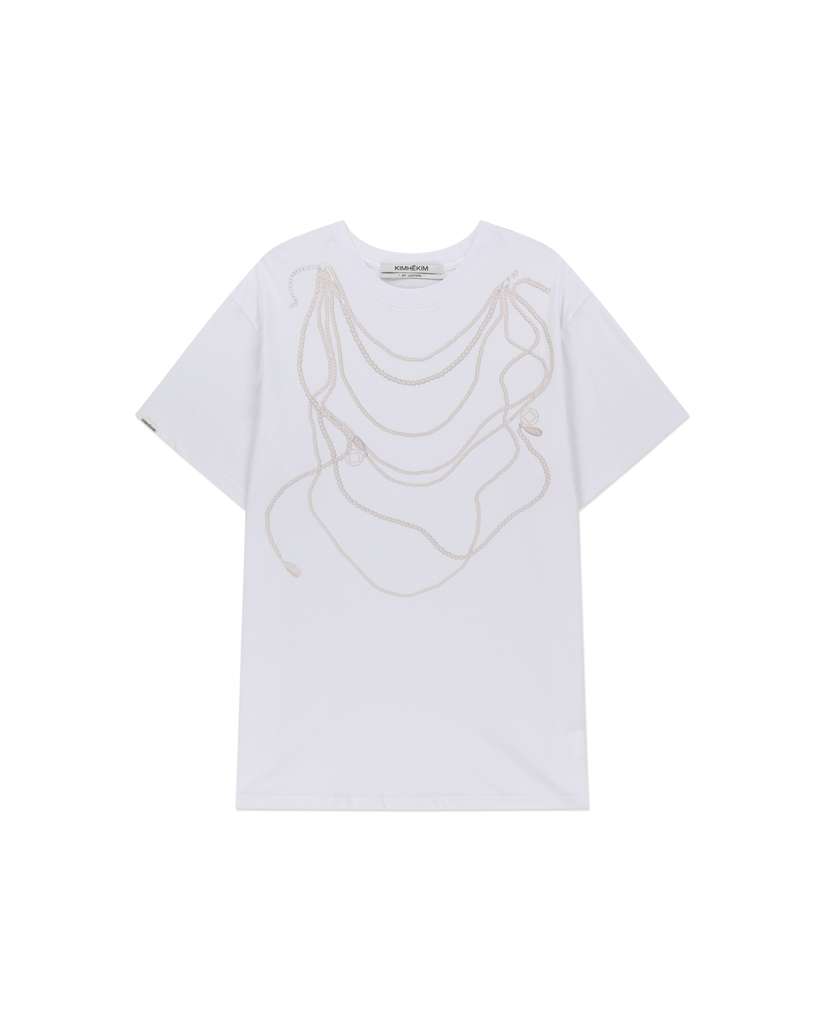 PEARL CHAIN PRINTING OVERSIZED T-SHIRT (WHITE)