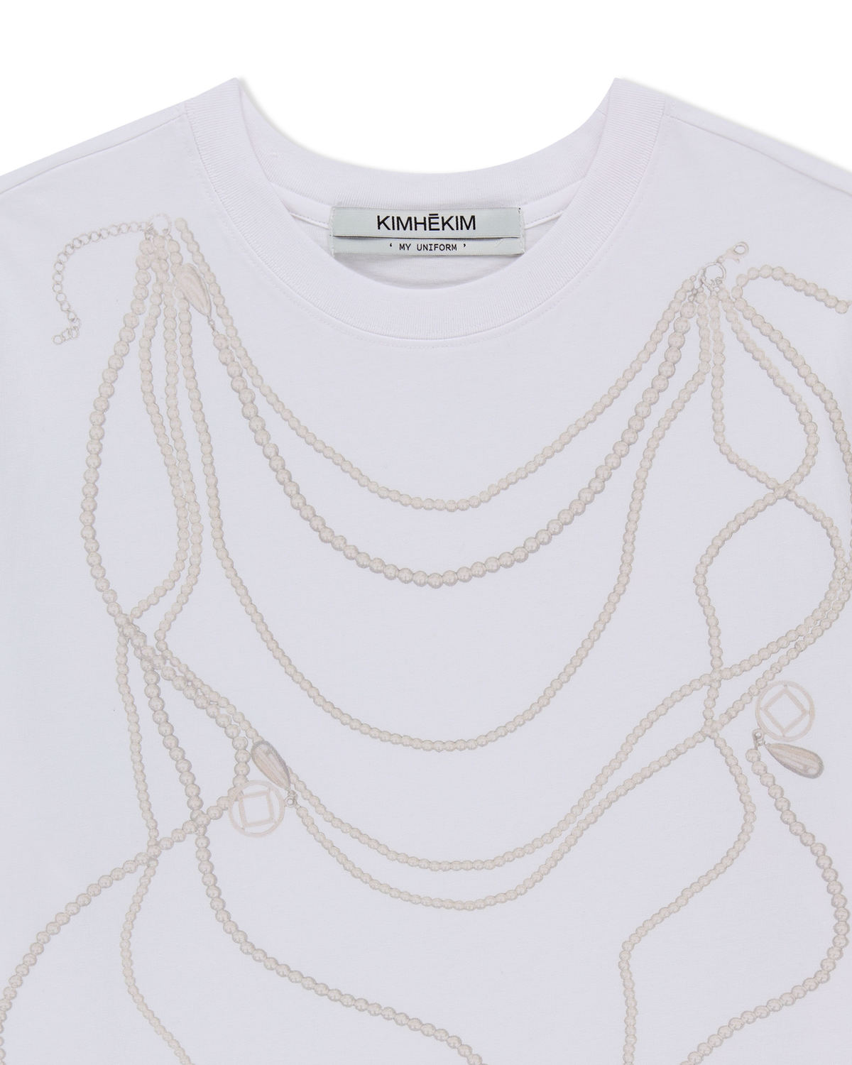 PEARL CHAIN PRINTING OVERSIZED T-SHIRT (WHITE)