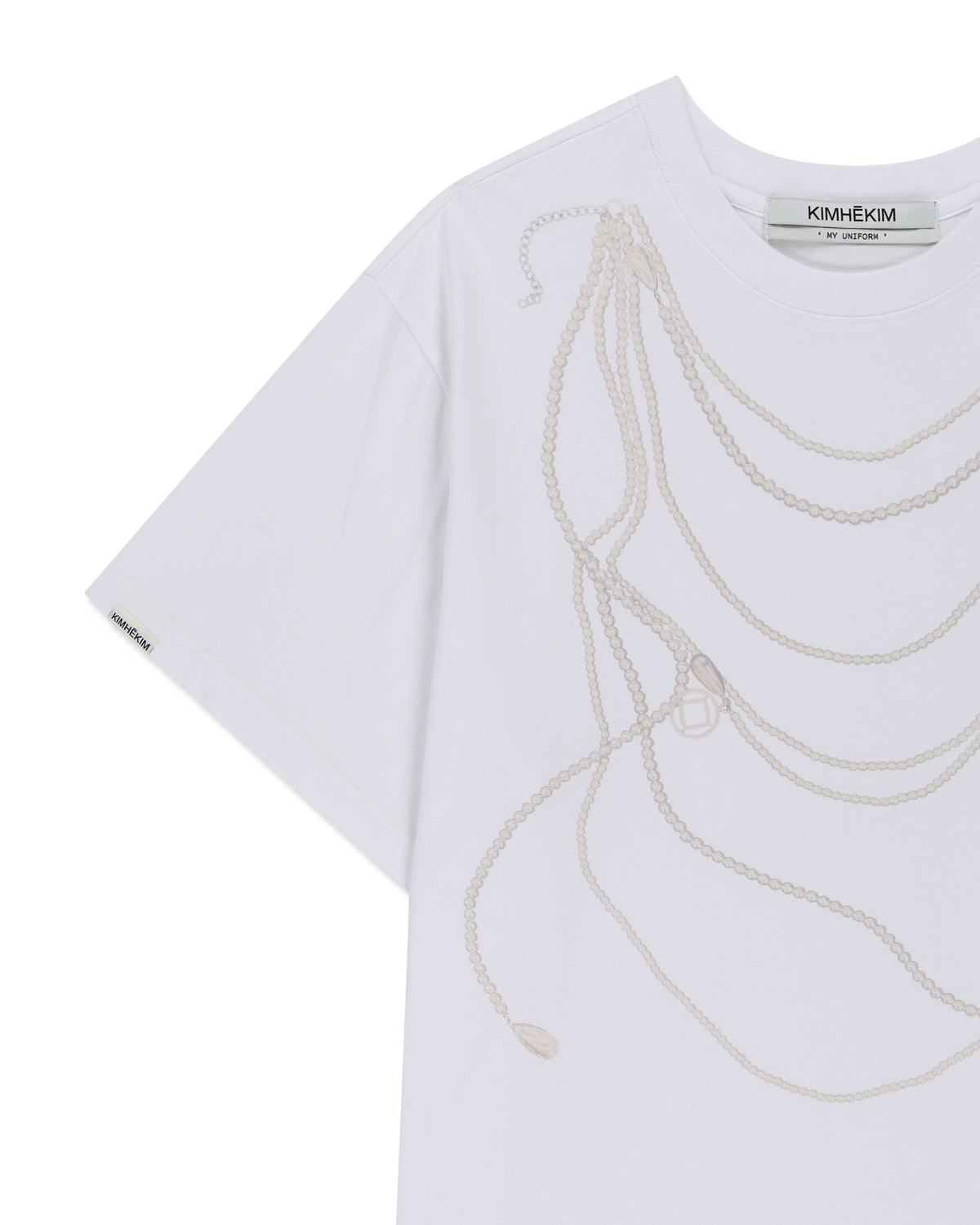 PEARL CHAIN PRINTING OVERSIZED T-SHIRT (WHITE)