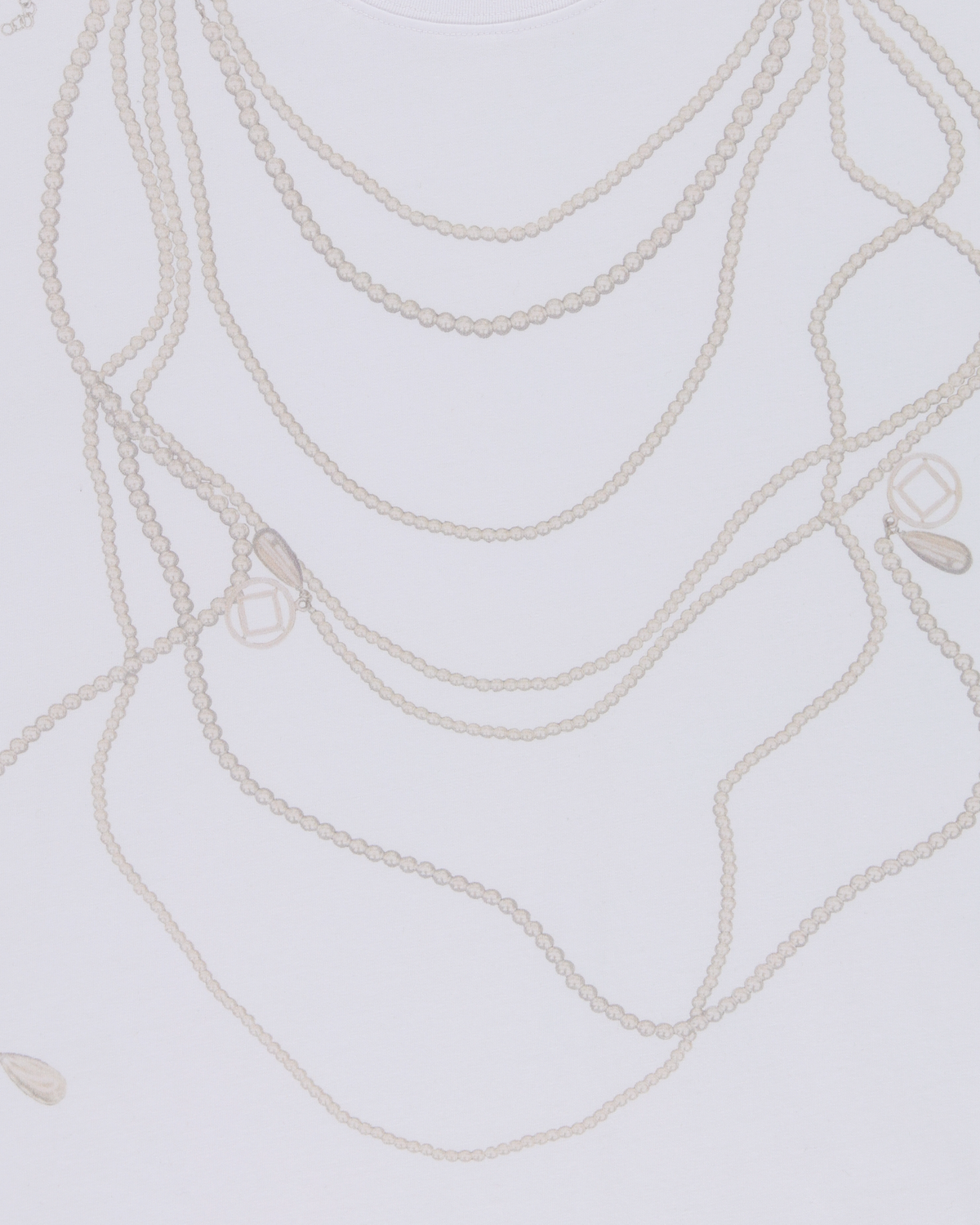 PEARL CHAIN PRINTING OVERSIZED T-SHIRT (WHITE)