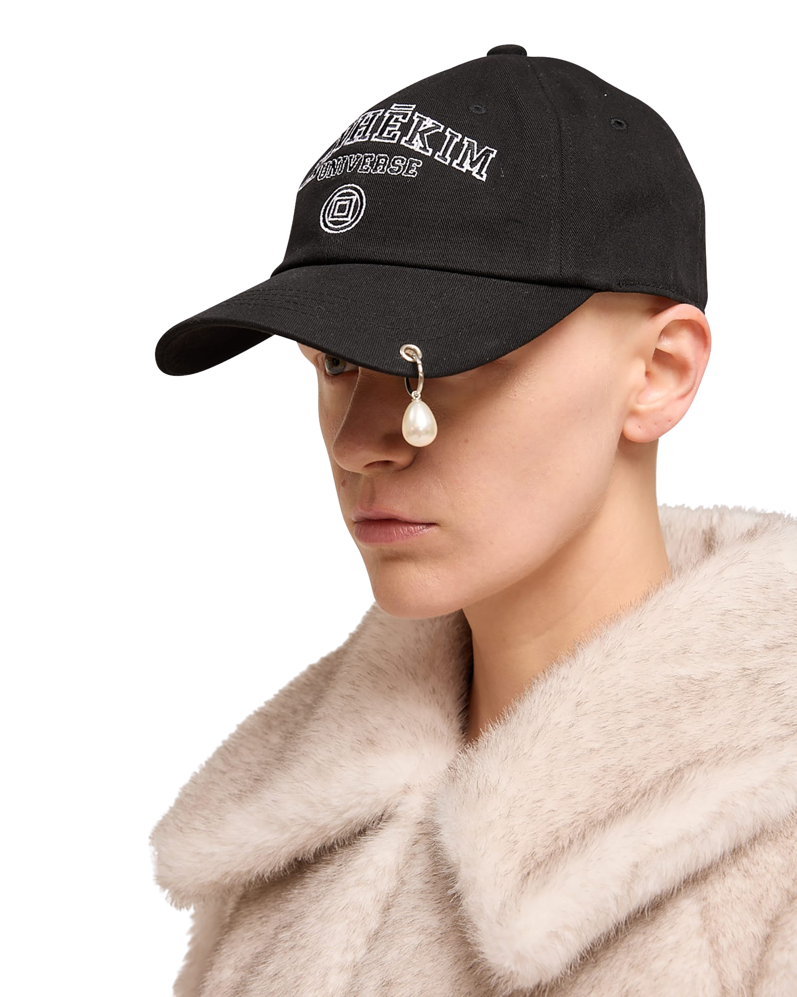 Pearl Pierced Baseball Cap (Black)
