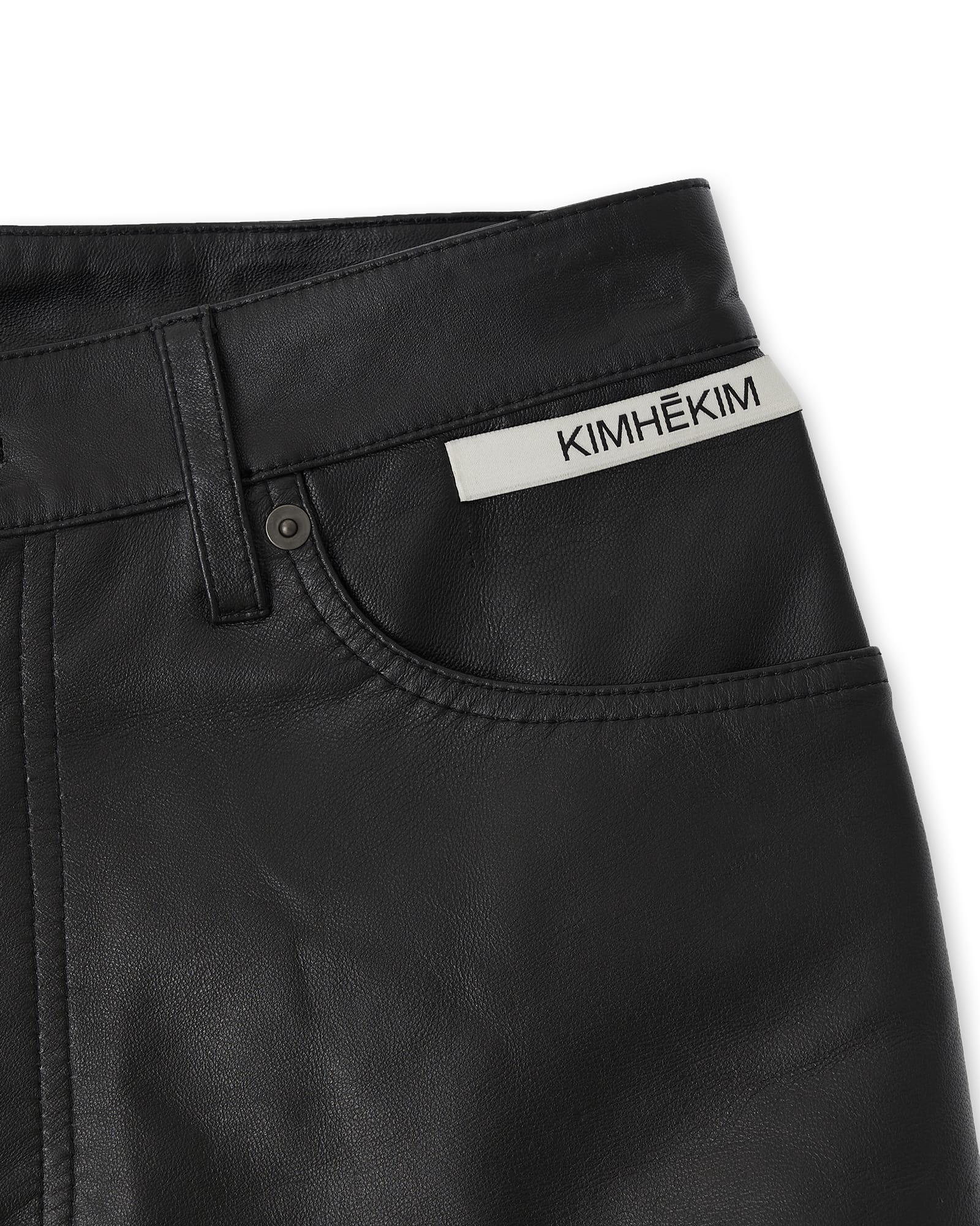 Vegan Leather Asymmetric Mini Skirt (Black) - Kimhekim